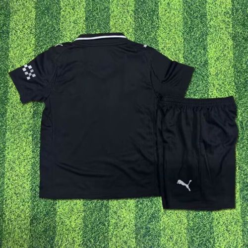 Youth Uniform Kids Kit 2025-2026 Manchester City Away Black Soccer Jersey Shorts Child Football Set