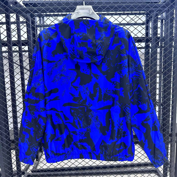 with Caps 2025-2026 Barcelona Black/Blue Soccer Windbreaker Jacket Football Jacket