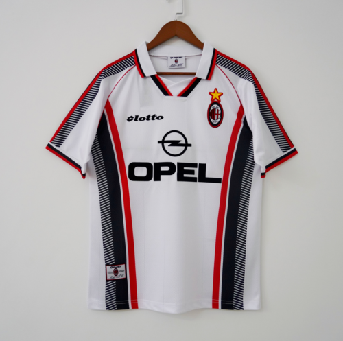 Retro Jersey 1998-1999 AC Milan Away White Soccer Jersey Vintage Football Shirt
