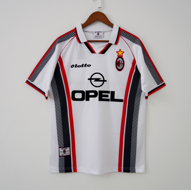 Retro Jersey 1998-1999 AC Milan Away White Soccer Jersey Vintage Football Shirt