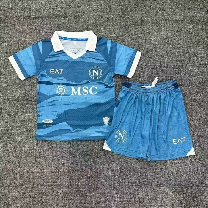 Youth Uniform Kids Kit 2025-2026 Napoli Partenope Limited Edition Soccer Jersey Shorts Napoles Child Football Set