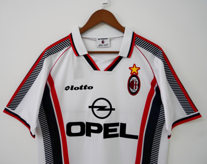 Retro Jersey 1998-1999 AC Milan Away White Soccer Jersey Vintage Football Shirt