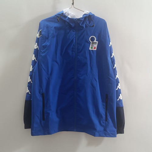 with Caps 2025-2026 Italy Blue Soccer Windbreaker Jacket Football Jacket