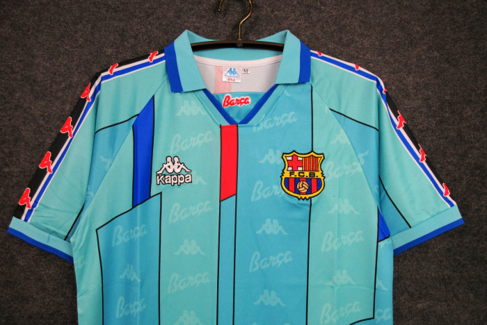 Retro Jersey 1995-1997 Barcelona Ronaldo 9 Away Blue Soccer Jersey Vintage Football Shirt
