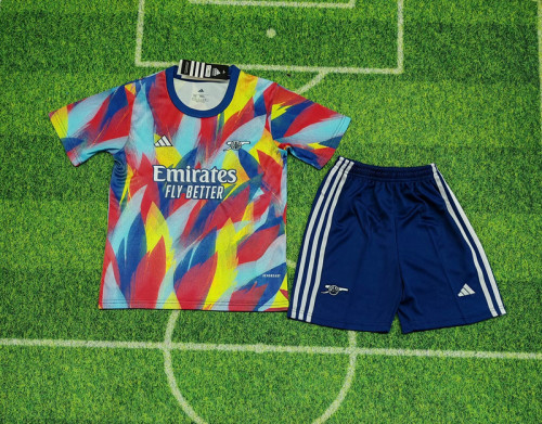 Youth Uniform Kids Kit 2025-2026 Arsenal Colorful Soccer Training Jersey Shorts Child Football Pre-match Set