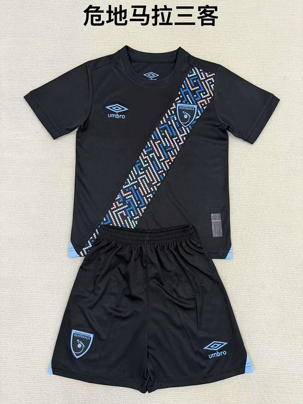 Youth Uniform Kids Kit 2025 Guatemala Third Away Black Soccer Jersey Shorts Child Football Set