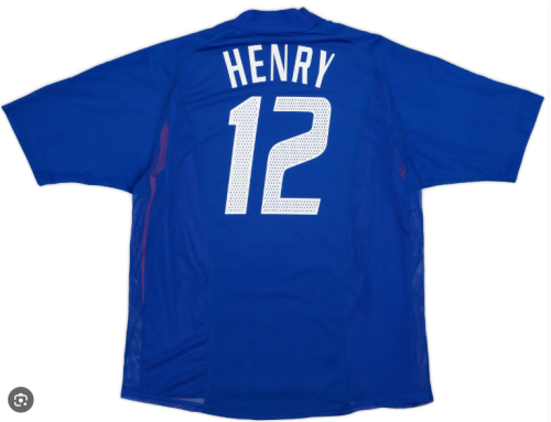 Retro Jersey 2002 France HENRY 12 Home Soccer Jersey Vintage Football Shirt