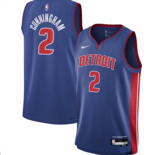 2025 Detroit Pistons 2 CUNNINGHAM NBA Jersey Blue Basketball Shirt