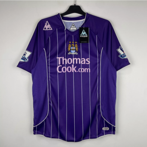 with EPL Patch Retro Jersey 2007-2008 Manchester City ELANO 11 Away Soccer Jersey Vintage Man City Football Shirt