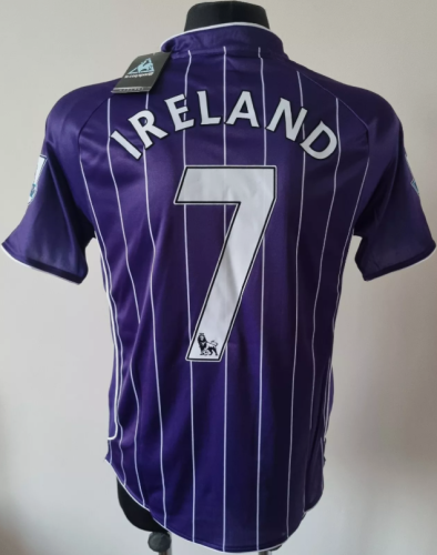 with EPL Patch Retro Jersey 2007-2008 Manchester City IRELAND 7 Away Soccer Jersey Vintage Man City Football Shirt