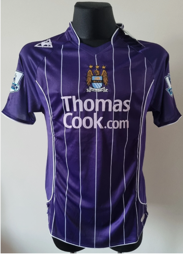 with EPL Patch Retro Jersey 2007-2008 Manchester City IRELAND 7 Away Soccer Jersey Vintage Man City Football Shirt