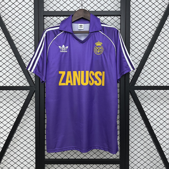 Retro Jersey Real Madrid 1984-1985 Away Purple Soccer Jersey Vintage Football Shirt