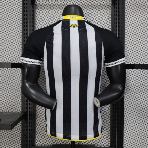 without Sponor Logo Player Version 2025-2026 Santos Away Black Soccer Jersey Football Shirt