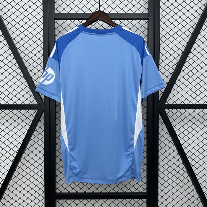 with HP Fans Version 2025-2026 Real Madrid Blue Special Edition Soccer Jersey Real Football Shirt