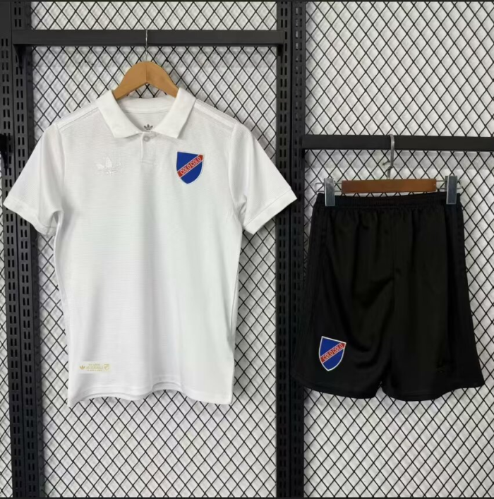Youth Uniform Kids Kit 2025-2026 Colo Colo 100th Anniversary Soccer Jersey Shorts White Child Football Set