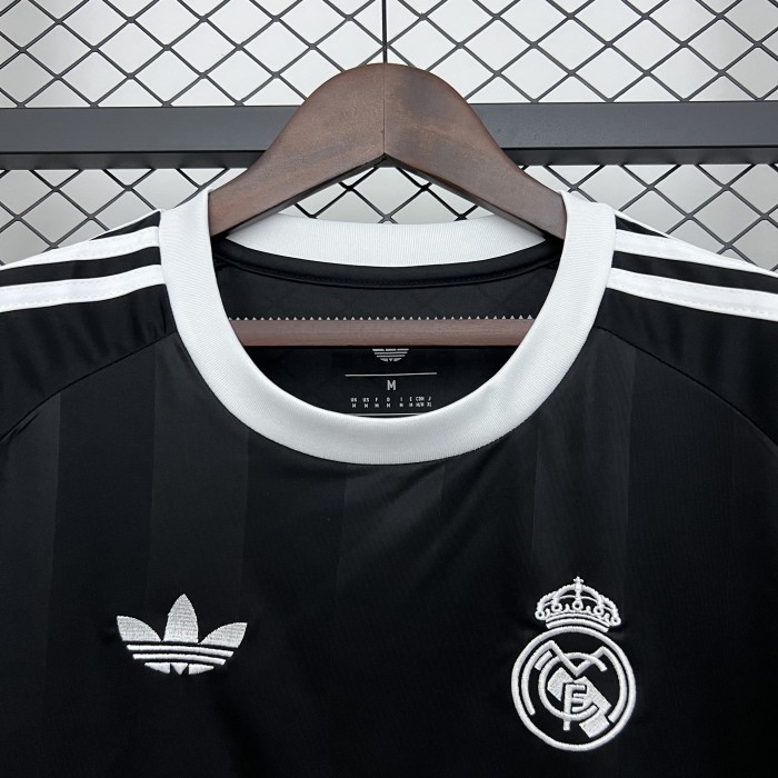with HP Fans Version 2025-2026 Real Madrid Black Special Edition Soccer Jersey Real Football Shirt