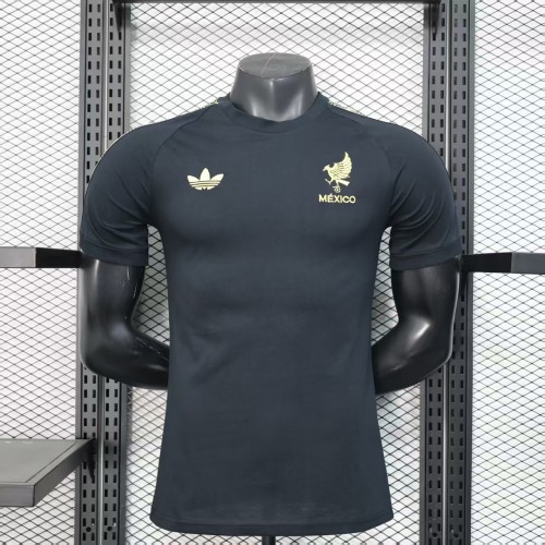 Player Version 2025 Mexico Black Cotton Soccer Jersey Football Shirt