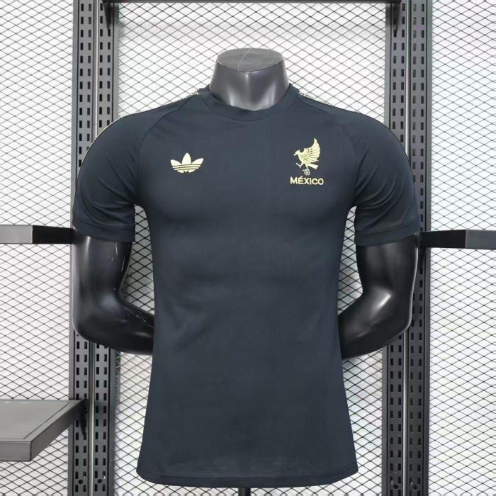Player Version 2025 Mexico Black Cotton Soccer Jersey Football Shirt