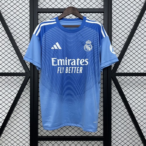 with HP Fans Version 2025-2026 Real Madrid Blue Special Edition Soccer Jersey Real Football Shirt