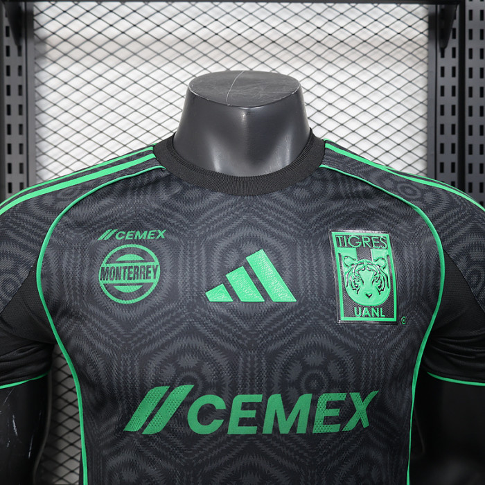Player Version 2025-2026 Tigres UANL Third Away Black Soccer Jersey Football Shirt