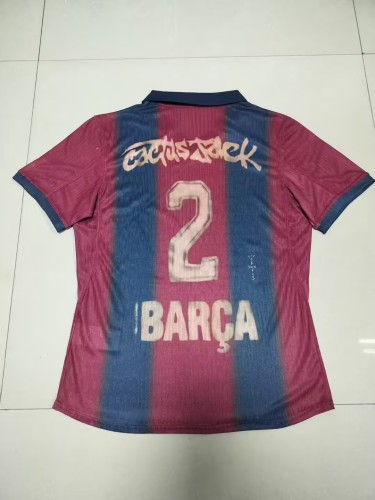Barca Camisetas de Futbol Player Version 2025-2026 Barcelona 2 Red Travis Scott Soccer Jersey