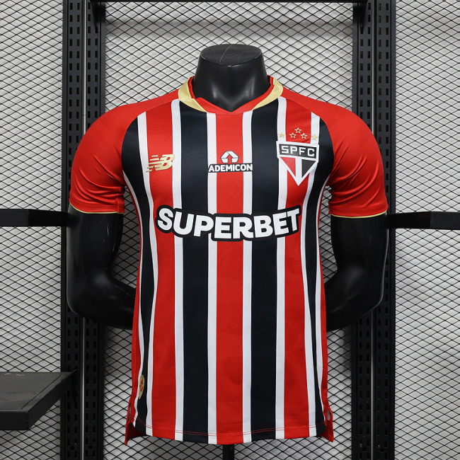 with Sponor Logo Player Version 2025-2026 Sao Paulo Away Soccer Jersey Football Shirt