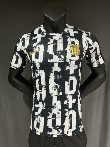 Barca Camisetas de Futbol Player Version 2025-2026 Barcelona Black/White Special Edition Soccer Jersey