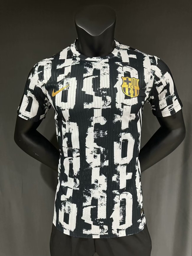 Barca Camisetas de Futbol Player Version 2025-2026 Barcelona Black/White Special Edition Soccer Jersey