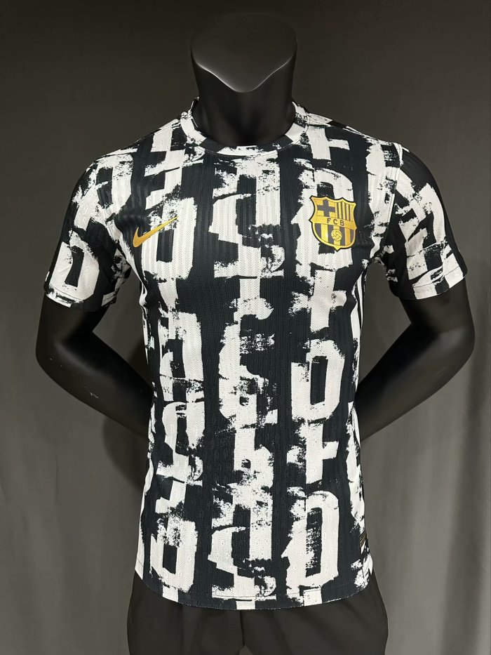 Barca Camisetas de Futbol Player Version 2025-2026 Barcelona Black/White Special Edition Soccer Jersey