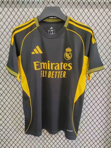 Fans Version 2025-2026 Real Madrid Black/Yellow Special Edition Soccer Jersey Real Football Shirt