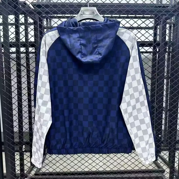 with Caps 2025-2026 Liverpool Blue/White Soccer Windbreaker Jacket Football Jacket