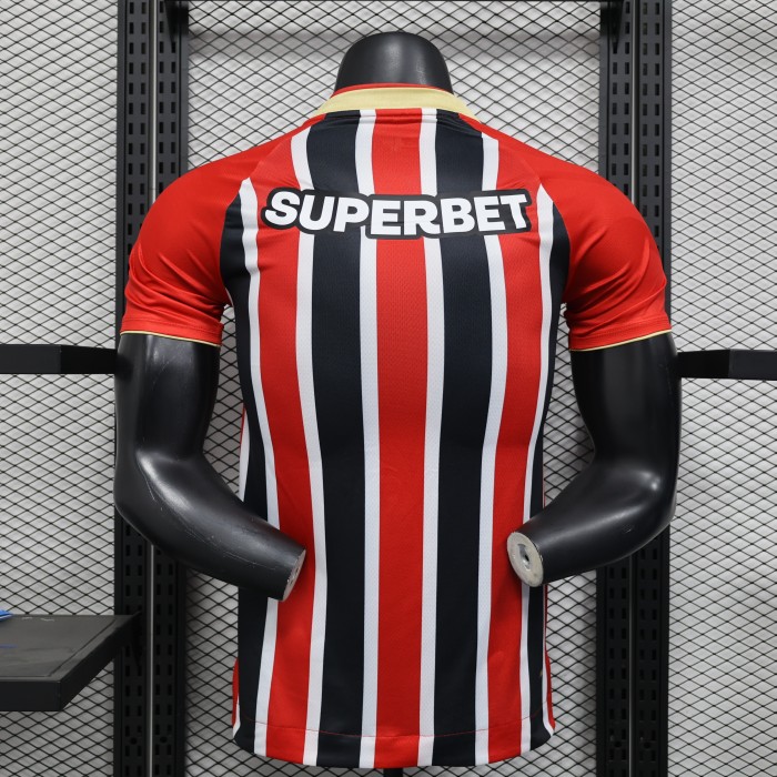 with Sponor Logo Player Version 2025-2026 Sao Paulo Away Soccer Jersey Football Shirt