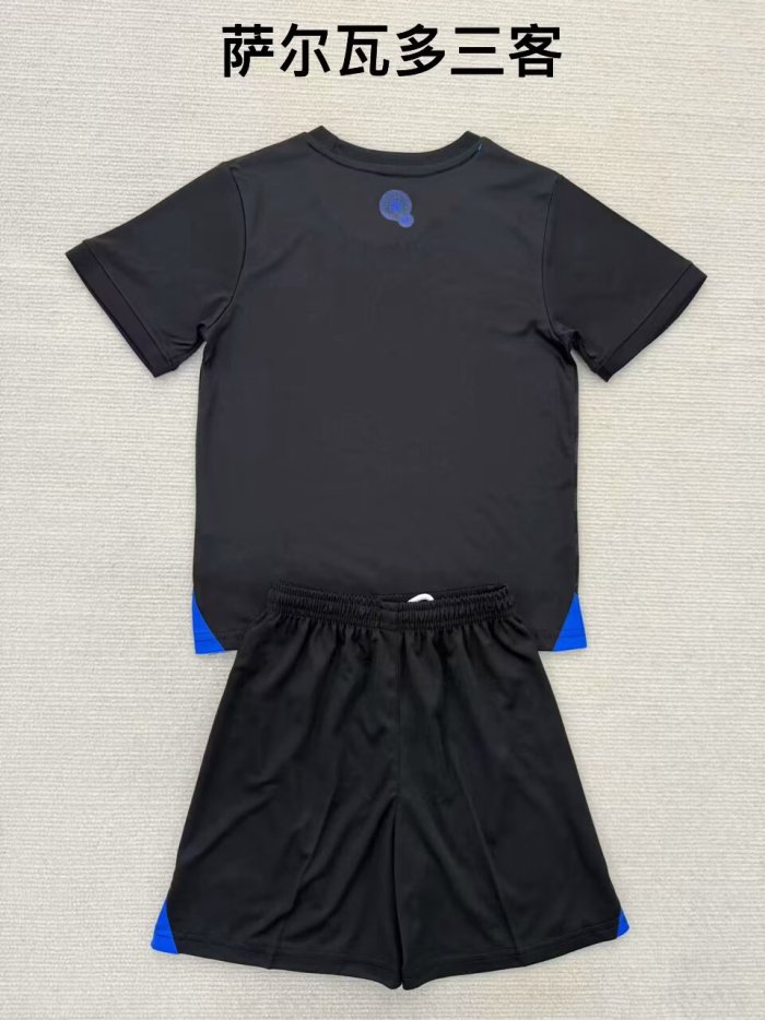 Adult Uniform Kids Kit 2025 El Salvador Third Away Black Soccer Jersey Shorts Child Football Set