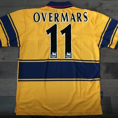 Retro Jersey 1997-1999 Arsenal OVERMARS 11 Away Yellow Vintage Soccer Jersey Football Shirt