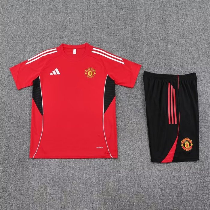 Adult Uniform 2025-2026 Manchester United Red Soccer Training Jersey and Shorts Football Kits