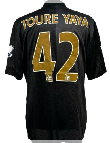with EPL Patch Retro Jersey 2013-2014 Manchester City TOURE YAYA 42 Away Black Soccer Jersey Vintage Football Shirt