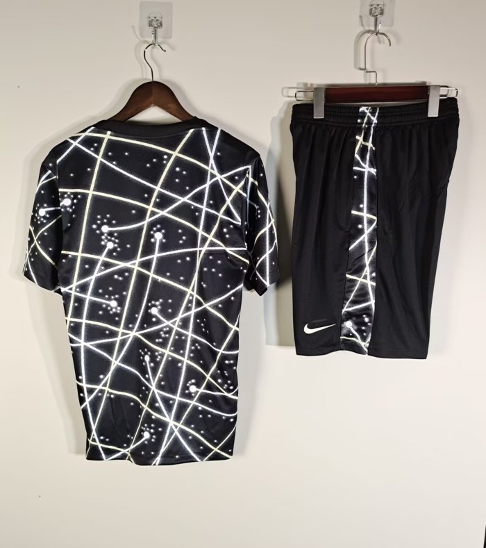 Adult Uniform 2025-2026 Chelsea Black/White Soccer Training Jersey and Shorts Football Kits