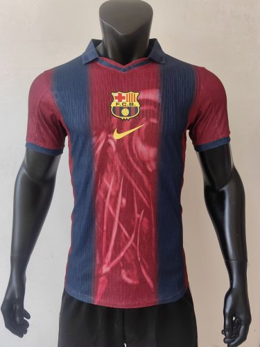 Barca Camisetas de Futbol Player Version 2025-2026 Barcelona 2 Red Travis Scott Soccer Jersey
