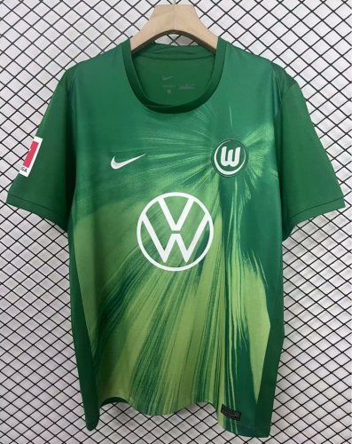 with Bundesliga Patch Fan Version 2025-2026 VfL Wolfsburg Home Soccer Jersey Football Shirt