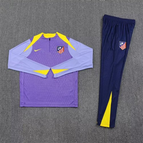 2025-2026 Atletico Madrid Purple Soccer Training Sweater and Pants Football Kit