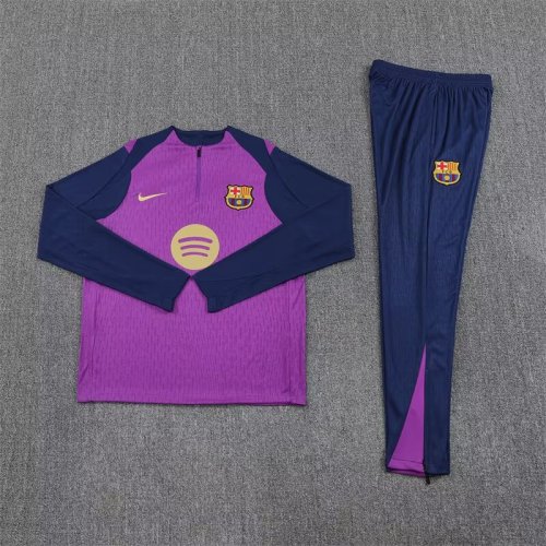 2025-2026 Barcelona Purple/Dark Blue Soccer Training Sweater and Pants Football Kit