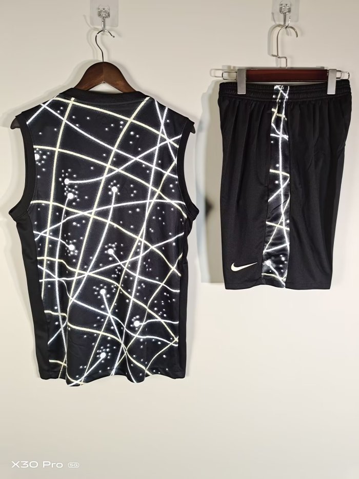 Adult Uniform 2025-2026 Chelsea Black/White Soccer Vest Shorts Men's Football Kit