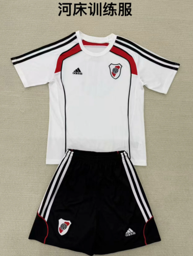 Youth Uniform Kids Kit 2025-2026 River Plate White Soccer Training Jersey Shorts Child Football Set