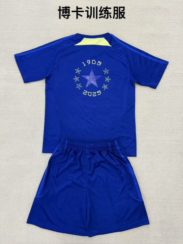 Youth Uniform Kids Kit 2025-2026 Boca Juniors Dark Blue Soccer Training Jersey Shorts Child Football Set
