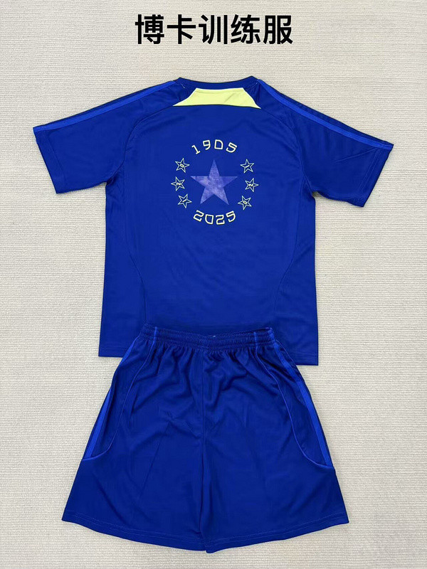 Youth Uniform Kids Kit 2025-2026 Boca Juniors Dark Blue Soccer Training Jersey Shorts Child Football Set