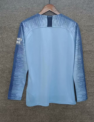 Long Sleeve Retro Jersey 2019-2020 Manchester City Home Soccer Jersey Vintage Man City Football Shirt