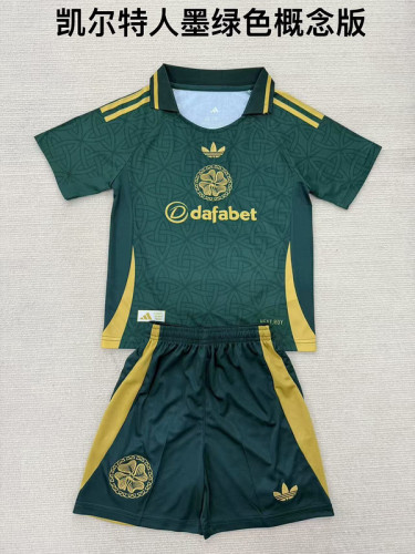 Youth Uniform Kids Kit Celtic 2025-2026 Green Concept Version Soccer Jersey Shorts Child Football Set