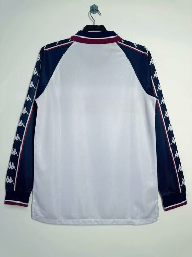 Long Sleeve Retro Jersey 1997-1998 Manchester City Away White Soccer Jersey Vintage Man City Football Shirt