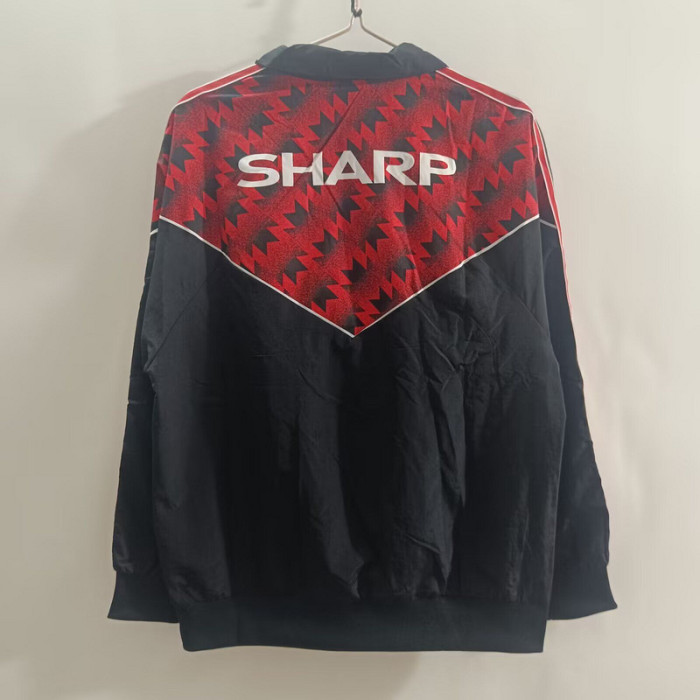 Retro Model 2025-2026 Manchester United Black/Red Soccer Windbreaker Jacket Football Jacket
