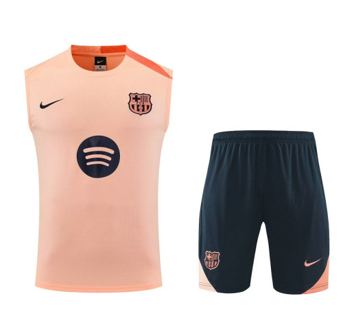 Adult Uniform 2025-2026 Barcelona Pink  Soccer Vest Shorts Men's Football Kit